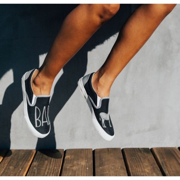 Inkkas Unisex Badass  Shoes wo' 13 | men's 11 black slip on canvas rubber casual - Picture 2 of 10